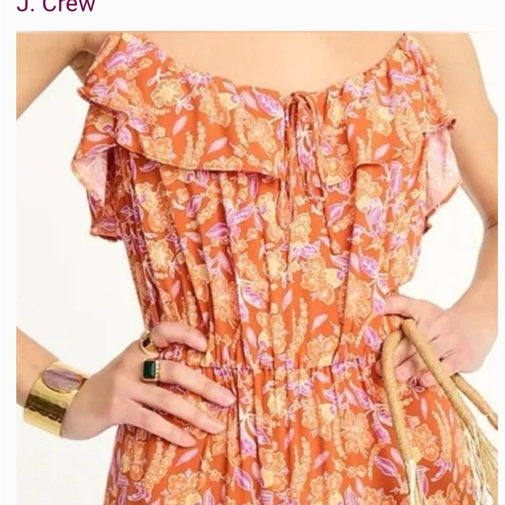 J. Crew Orange Floral Maxi Dress - Picture 3 of 12